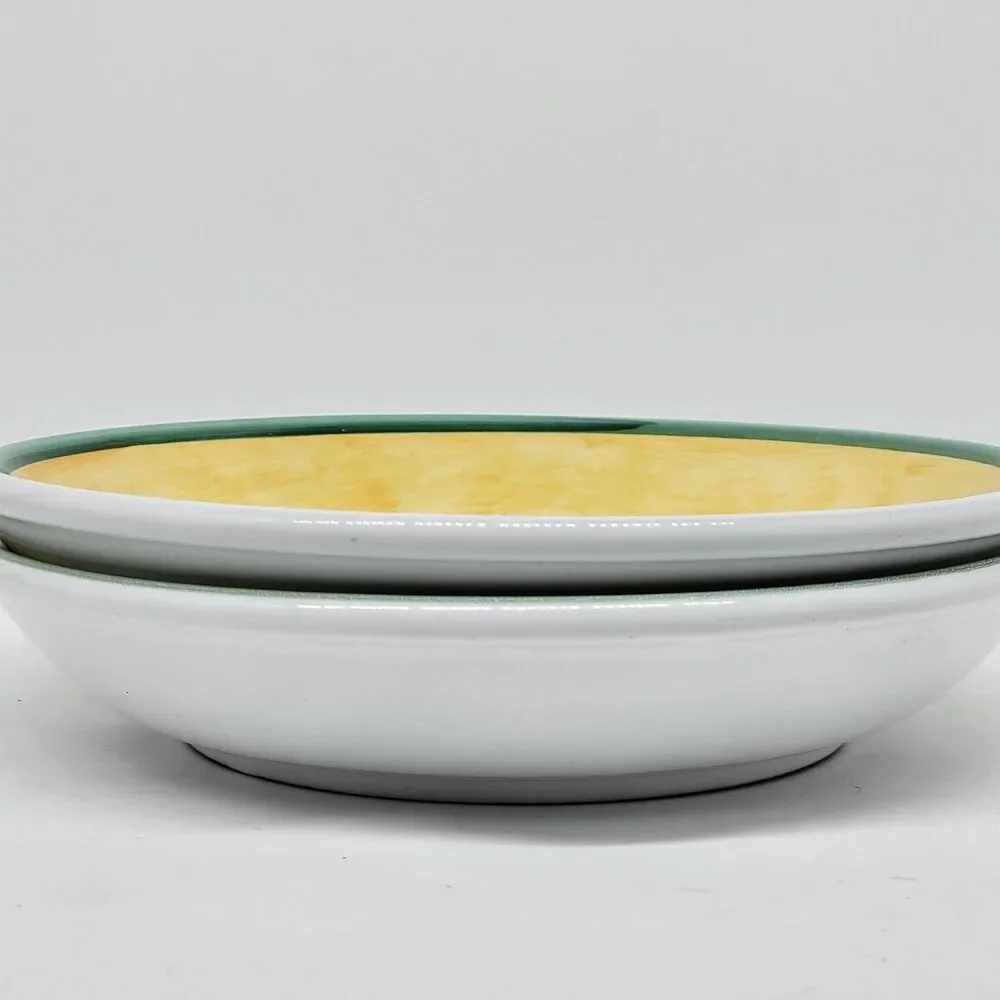2 Caleca Frutta  8.5” Soup Pasta Bowl Fruit Hand Painted Italy Discontinued
